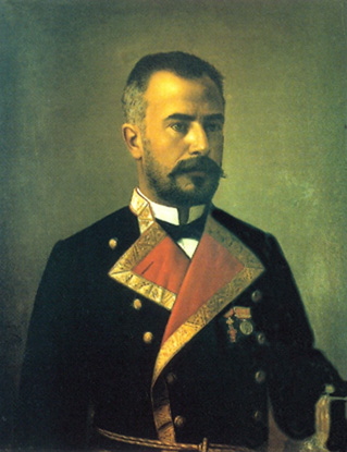 Retrato al oleo de don Enrique Cardona y Miret. Segundo Médico de la Real Armada. Cruz Laureada de San Fernando de 2ª Clase.