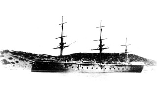  Fotografía en blanco y negro de la fragata acorazada Sagunto.
