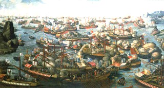 Una vista del combate de Lepanto