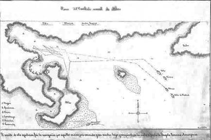  Dibujo del dispositivo de fuerzas navales en el combate.