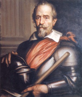 Retrato al oleo de don Álvaro de Bazán y Benavides. Teniente general de la Mar. Grande de España. II Marqués de Santa Cruz. I Marqués del Viso. Caballero de la Real Orden de Santiago. Comendador de la misma Orden de las poblaciones de Alhambra y Solana. Señor de las villas de Valdepeñas y el Viso. Gobernador de Milán. Maestre de Campo General de Flandes, al servicio de la Archiduquesa Isabel Clara Eugenia. Mayordomo Mayor de la Reina Isabel de Borbón. Consejero de Estado. Gentil hombre de Cámara de don Felipe IV.