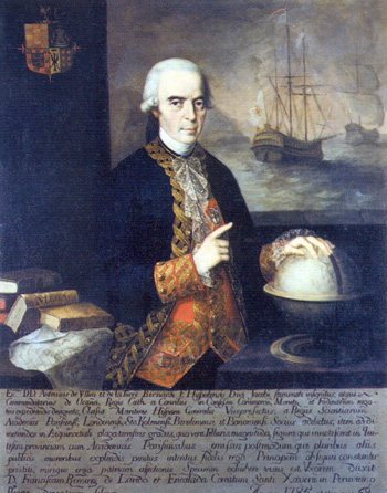  Retrato de Antonio de Ulloa y de la Torre Guiral. Teniente general de la Real Armada Española. Caballero de la Militar Orden de Santiago. Caballero de la Militar Orden de Calatrava. Comendador de Ocaña en la Orden de Santiago. Comendador de Valdecarábanos en la Orden de Calatrava. Científico, erudito y escritor.