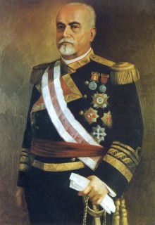 Óleo representando a don Augusto Miranda. Vicealmirante de la Real Armada Española. Ministro de Marina, en cinco gabinetes de distinta procedencia política.