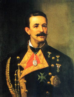 Óleo de don Cesáreo Fernández Duro. Capitán de Navío de la Real Armada Española. Caballero Cruz de San Fernando de 1ª clase. 23 de julio de 1850. Historiador y Geógrafo. Cruz de la Real y Muy Distinguida Orden Española de Carlos III.