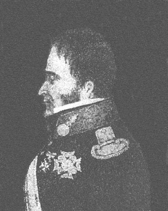 Óleo de don Domingo Monteverde y Rivas. Jefe de escuadra de la Real Armada Española. Cruz Laureada de San Fernando de 2ª clase. 7 de octubre de 1817. Por las acciones en Venezuela entre los años 1811 y 1813. Cruz de Caballero de la Real y Muy Distinguida Orden Española de Carlos III, pensionada.