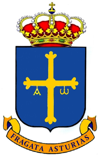 Dibujo del escudo de la fragata Asturias perteneciente a la 31 Escuadrilla de escoltas (fragatas). Por Ariesmadrid.