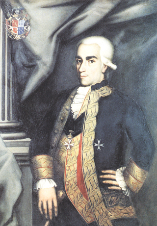  Retrato de don Francisco Gil de Taboada y de Lemos. XI Capitán General de la Real Armada Española. Bailío Frey de la Soberana y Militar Orden Hospitalaria de San Juan de Jerusalén de Rodas y de Malta. Caballero Gran Cruz de la Soberana y Militar Orden Hospitalaria de San Juan de Jerusalén de Rodas y de Malta. Comendador de Puerto Marin, en la misma Orden. Lugar-teniente de S. A. el Serenísimo Sr. Infante don Pedro, como Gran Prior de Castilla y León en la misma Orden. Presidente de la Sacra Asamblea. Consejero de Estado. Vocal del Supremo de la Guerra.