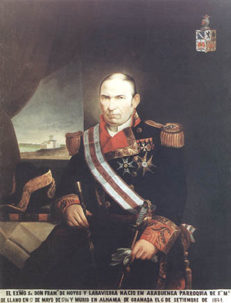 Óleo de don Francisco de Hoyos y de Larabiedra. Jefe de escuadra de la Real Armada Española. Cruz de 3ª clase de la Real y Militar Orden de San Fernando. 19 de agosto de 1848. Astrónomo.