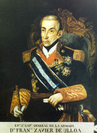 Óleo de don Francisco Javier de Ulloa y Ramírez de Laredo. XXII Capitán general de la Real Armada. Caballero de la Soberana y Militar Orden Hospitalaria de San Juan de Jerusalén de Rodas y de Malta. Su expediente no se conserva, solo se sabe el año de concesión, 1784. Gran Cruz de la Real y Muy Distinguida Orden Española de Carlos III. Secretario de Marina.