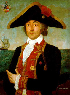 Retrato al oleo de don Francisco Javier Winthuysen y Pineda. Jefe de escuadra de la Real Armada Española. Caballero cruzado en la Militar Orden de Santiago.