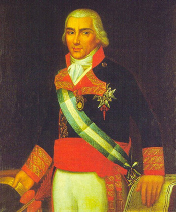 Retrato al oleo de don Federico Gravina y Nápoli. XII Capitán General de la Real Armada Española. Caballero profeso de la Militar Orden de Santiago. Caballero de la Militar Orden de Calatrava. Encomienda de Ballaga y Algarga en la misma Orden. Gran Cruz de la Real y Muy Distinguida Orden Española de Carlos III.