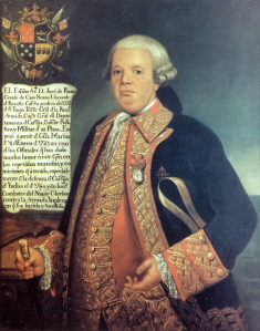 Retrato al oleo de don José de Rojas y Recaño. Teniente general de la Real Amada española. Caballero profeso de la Orden Militar de Santiago. I Conde de Casas Rojas. I Vizconde de Recaño. Cortesía del Museo Naval de Madrid.