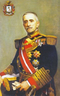 Óleo de don Juan Bautista Aznar Cabanas. XXXVI Capitán General de la Real Armada. Caballero de la Real Orden del Toisón de Oro. Gran Cruz de la Real y Muy Distinguida Orden Española de Carlos III. Presidente del Gobierno. Ministro de Marina.