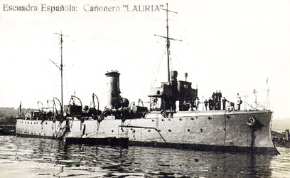  Postal de época del cañonero Lauria