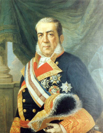 Óleo de don Luis Hernández Pinzón y Álvarez. IV Almirante Español. XXVIII Capitán General de la Real Armada. Caballero Cruz de la Real y Militar Orden de San Fernando de 1ª clase. Gran Cruz de la Real y Muy Distinguida Orden Española de Carlos III. Senador del Reino.