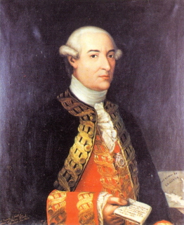 Retrato al oleo de don Manuel Antonio Flores Maldonado Martínez de Angulo y Vodquin. Capitán general de la Real Armada Española. Caballero de la Militar orden de Calatrava. Caballero de la Real y Muy Distinguida Orden Española de Carlos III. Virrey de Nueva Granada. Virrey de Nueva España. Conde de Casa Flores