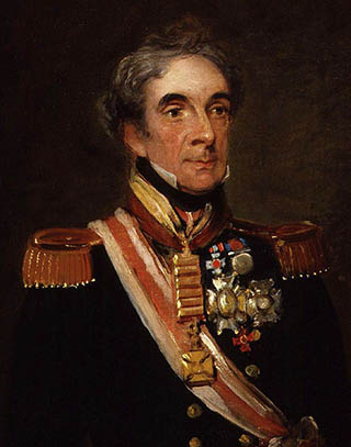 Óleo de don Miguel Ricardo de Álava y Esquivel. Capitán de fragata de la Real Armada Española. Teniente general de los Reales Ejércitos. Caballero profeso de la Militar Orden de Santiago. Gran Cruz de la Real y Muy Distinguida Orden Española de Carlos III. Prócer del Reino. Ministro de Marina.