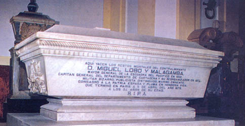 Mausoleo en el Panteón de Marinos Ilustres de don Miguel Lobo Malagamba. Contralmirante de la Real Armada Española. Caballero Cruz de la Real y Militar Orden de San Fernando de 1ª clase.