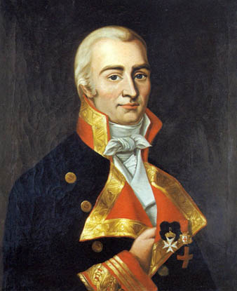 Retrato al oleo de don Santiago de Liniers y Brémond. Jefe de escuadra de la Real Armada Española. Cruz de Caballero de la Soberana y Militar Orden Hospitalaria de San Juan de Jerusalén de Rodas y de Malta. Caballero de la Real y Militar Orden de Montesa.